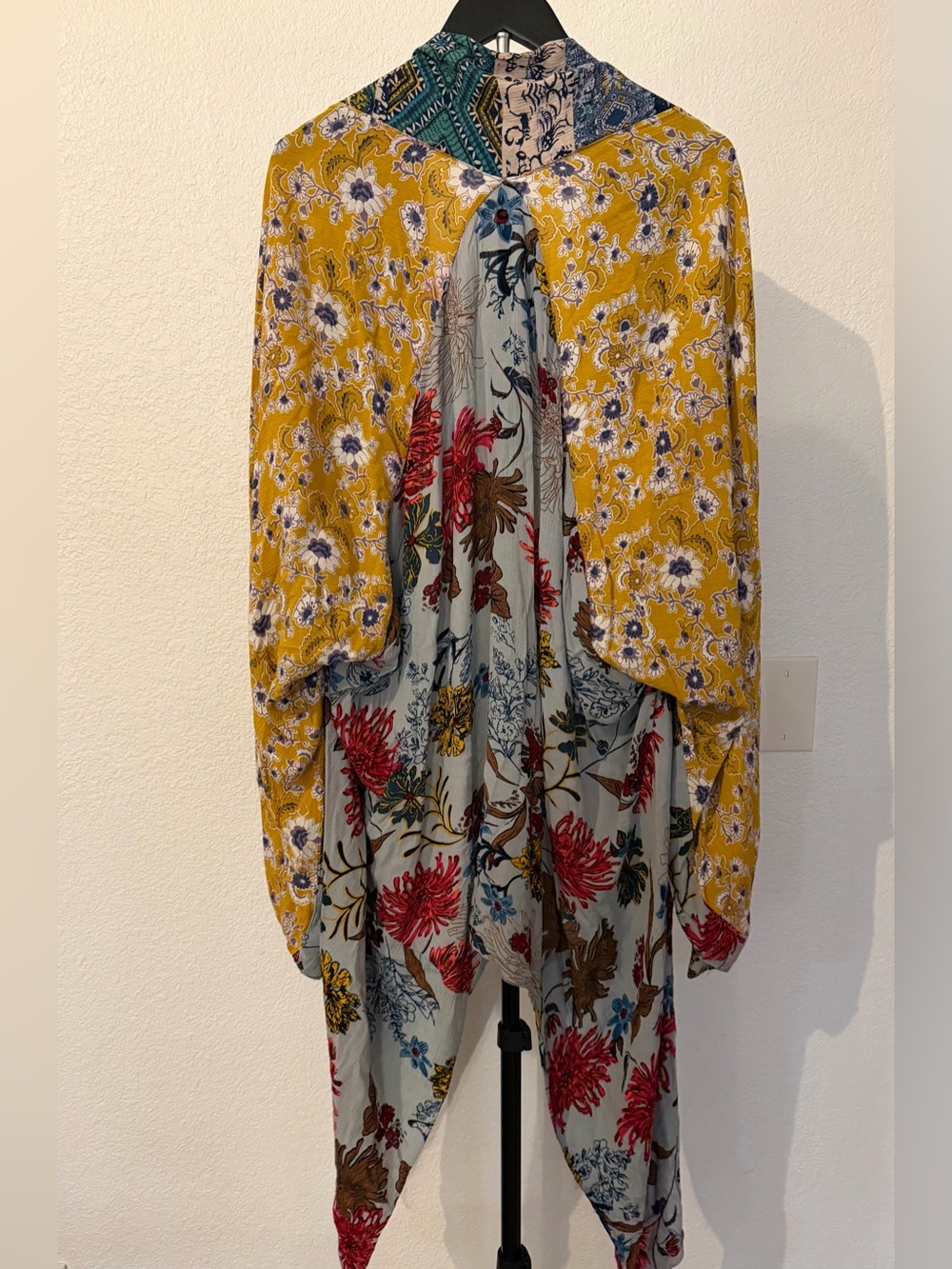 Umgee Patchwork Mixed Print Kimono Duster Cardigan Size Small Medium Boho Floral